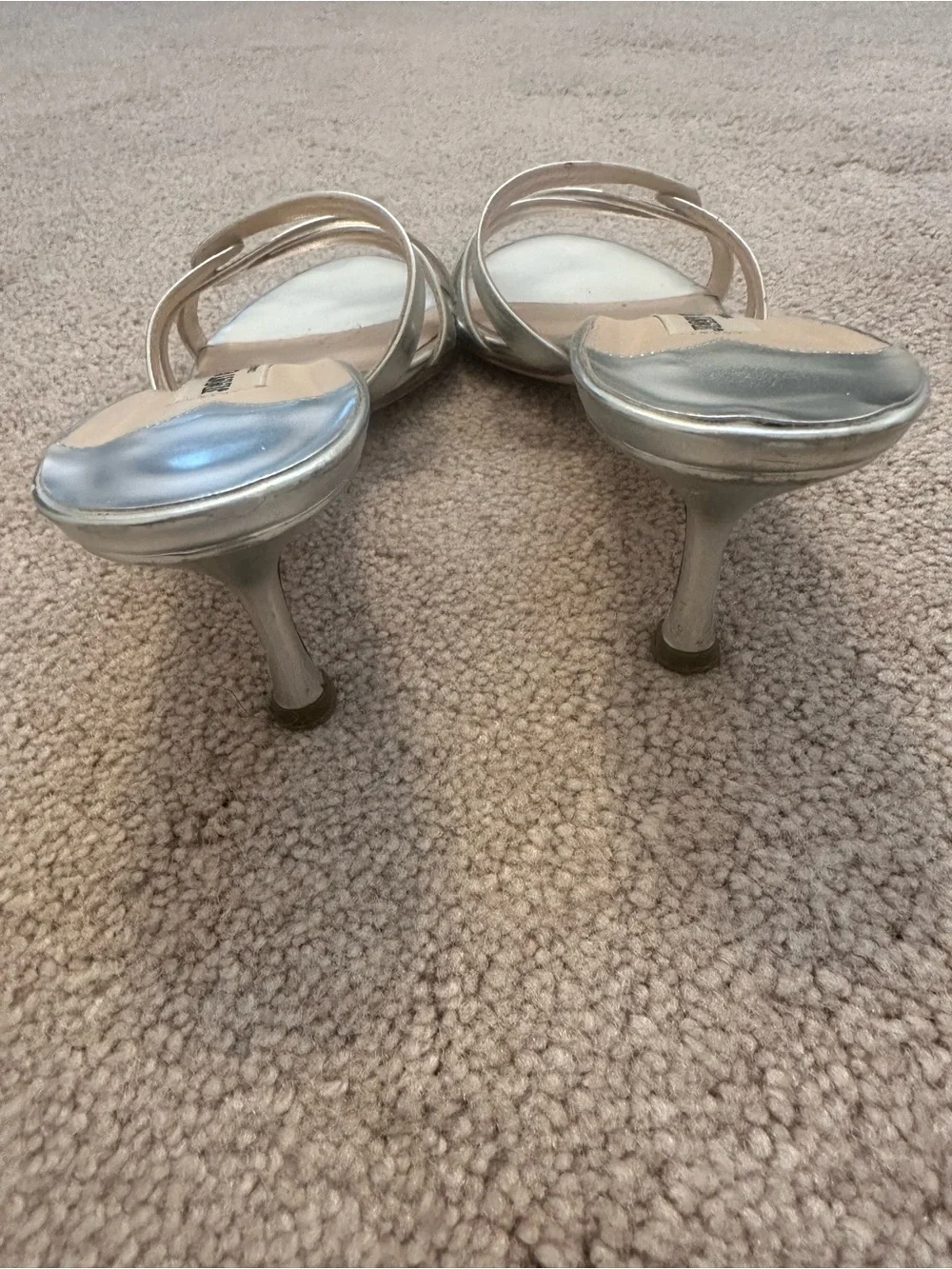 Jimmy Choo Metallic Silver Strappy Mules